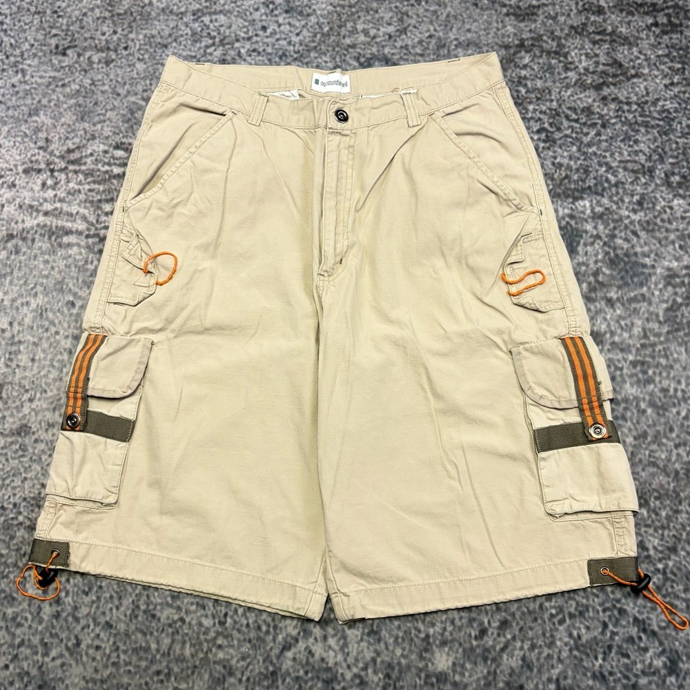 No Boundaries Cargo Shorts Size 34 Beige Long Baggy Utility Skater Vintage Y2K